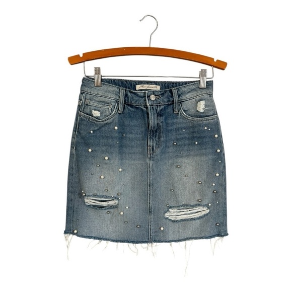 Mavi Frida Skirt Mini Pearl Size XS Distressed - Picture 7 of 8